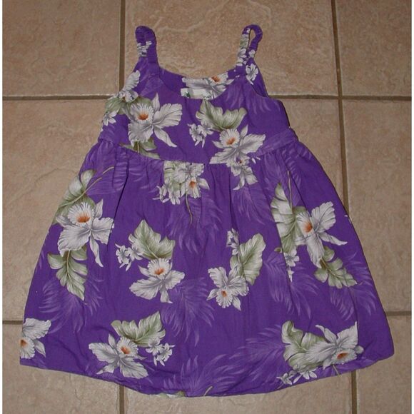 Girls Sz 3 Toddler Cotton Sleeveless Purple Floral Hawaiian Dress ALOHA REPUBLIC - Picture 1 of 2